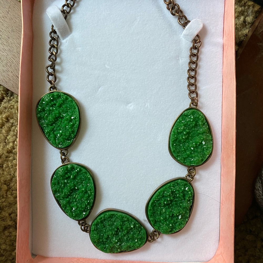 Green Druzy Necklace